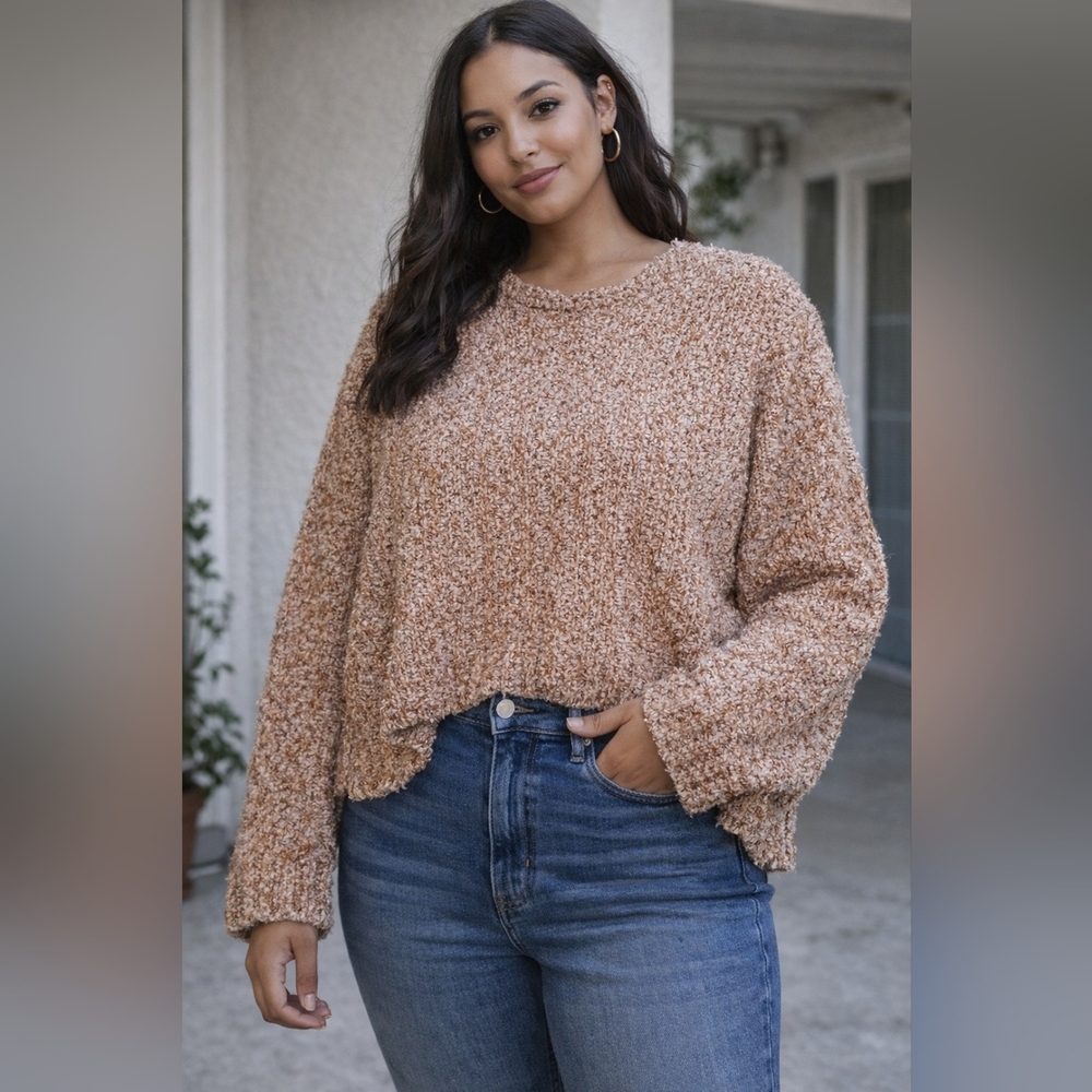 🤎 Free People Chunky Knit Oversized Sweater XS Slouchy Cozy